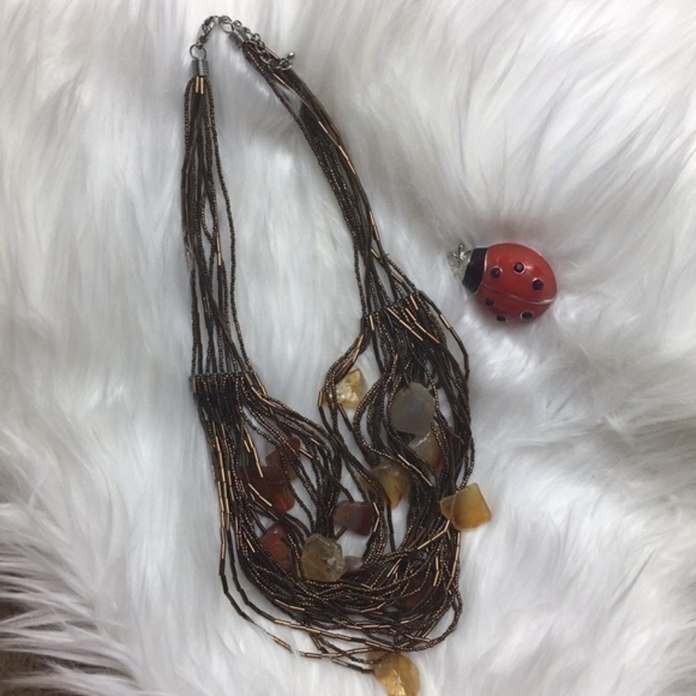 Unpolished stone, multi strand, 24” necklace, EUC.